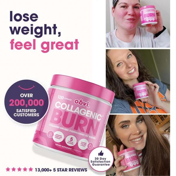 This ad creative uses a split-screen testimonial layout combined with clear product benefits and trust badges to build authority for a weight loss supplement.